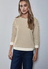 Street One Striped Woven Top, Taupe and Cream