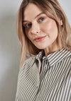 Street One Striped Buttoned Shirt, Taupe and White
