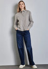Street One Striped Buttoned Shirt, Taupe and White
