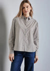 Street One Striped Buttoned Shirt, Taupe and White