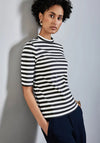 Street One Striped Turtle Neck Top, Navy and White