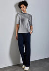 Street One Striped Turtle Neck Top, Navy and White