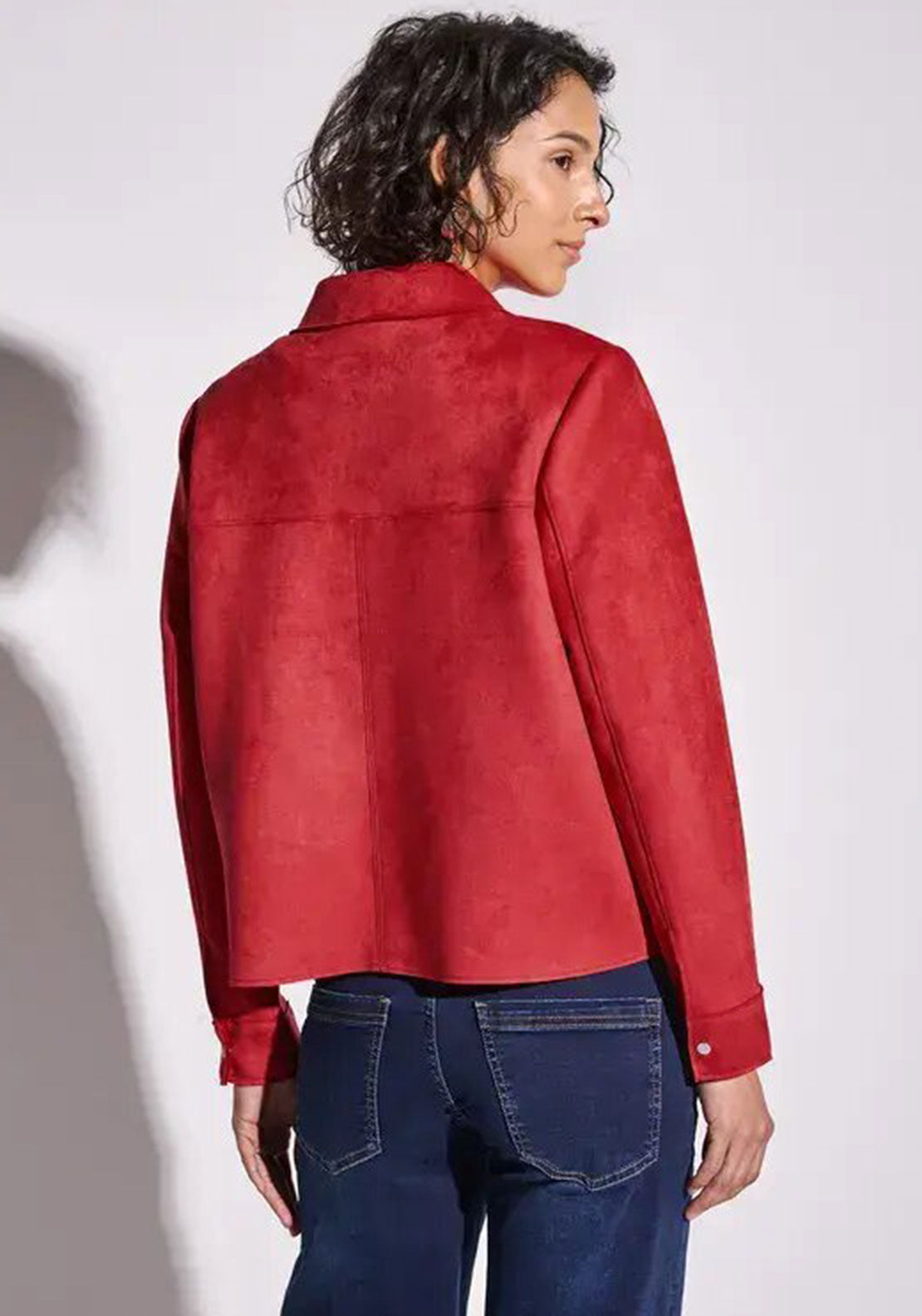 Street One Faux Suede Shirt Jacket, Red