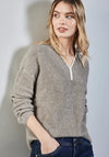 Street One Contrast Trim Sweater, Beige