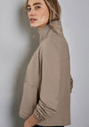 Street One Zipped Sweatshirt, Taupe