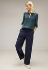 Street One Cutout Neckline Print Blouse, Gentle Green