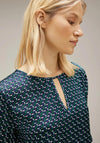 Street One Cutout Neckline Print Blouse, Gentle Green