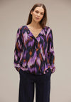 Street One Folded Collar Patterned Tunic Blouse, Deep Pure Lilac