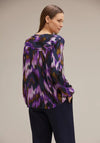 Street One Folded Collar Patterned Tunic Blouse, Deep Pure Lilac
