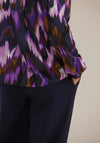 Street One Folded Collar Patterned Tunic Blouse, Deep Pure Lilac