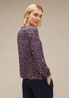 Street One Satin Look Print Blouse, Atlantic Blue