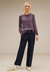 Street One Satin Look Print Blouse, Atlantic Blue