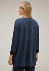 Street One Long Open Knit Cardigan, Deep Blue Melange