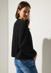 Street One Zip Up Textured Cardigan, Black