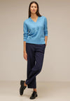 Street One V-Neck Knitted Sweater, Light Aquamarine Blue