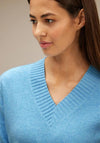 Street One V-Neck Knitted Sweater, Light Aquamarine Blue