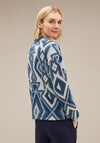 Street One Aztec Fluffy Knit Jumper, Atlantic Blue