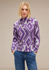 Street One Aztec Fluffy Knit Jumper, Deep Pure Lilac