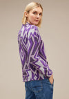 Street One Aztec Fluffy Knit Jumper, Deep Pure Lilac