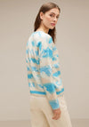 Street One Stripe Cloud Print Knit Sweater, Light Aquamarine Blue