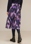 Street One Abstract Print Mesh Midi Skirt, Deep Pure Lilac