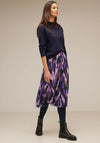 Street One Abstract Print Mesh Midi Skirt, Deep Pure Lilac