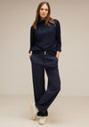Street One Ribbed Structured Sweater, Deep Blue