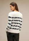 Street One Feather Yarn Stripe Sweater, Whisper Cream