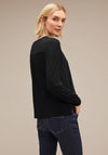 Street One V-Split Neck Chiffon Top, Black