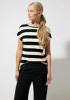 Street One Round Neck Striped Top, Black
