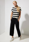 Street One Round Neck Striped Top, Black