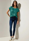 Street One Shiny, Material Mix Top, Lagoon Green.