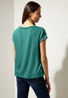 Street One Shiny, Material Mix Top, Lagoon Green.