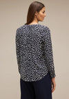 Street One V-Split Neck Print Blouse, Deep Blue