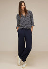 Street One V-Split Neck Print Blouse, Deep Blue