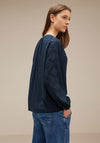 Street One Decorative Chiffon Sleeve Blouse, Dark Atlantic Blue