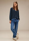 Street One Decorative Chiffon Sleeve Blouse, Dark Atlantic Blue