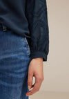 Street One Decorative Chiffon Sleeve Blouse, Dark Atlantic Blue
