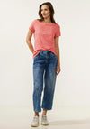 Street One Crew Neck Text Print T-Shirt, Legendary Rose