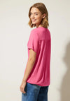 Street One Jersey Shirt with Button Placket, Berry Rose