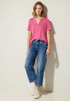 Street One Jersey Shirt with Button Placket, Berry Rose