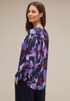 Street One V-Split Neck Print Blouse, Lupine Lilac