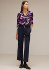 Street One Slit Neck Print Blouse, Deep Pure Lilac