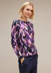 Street One Boat Neck Print Top, Deep Pure Lilac
