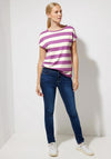 Street One Round Neck Striped Top, Meta Lilac