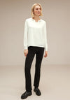 Street One V-Split Neck Chiffon Top, Off-White