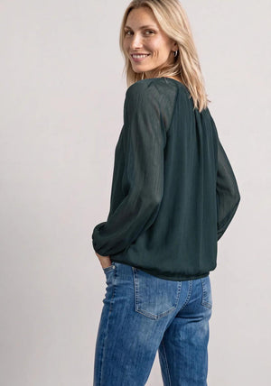 Street One Chiffon with Cut Out Detail Tunic, Green
