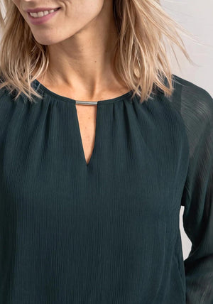 Street One Chiffon with Cut Out Detail Tunic, Green