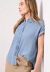 Street One Dropped Shoulder Denim-Look Blouse, Light Blue