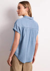 Street One Dropped Shoulder Denim-Look Blouse, Light Blue